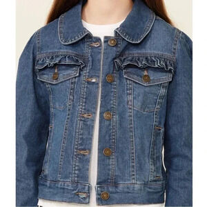 URBAN REPUBLIC- Denim Ruffle Yoke Button-Front Jean Jacket